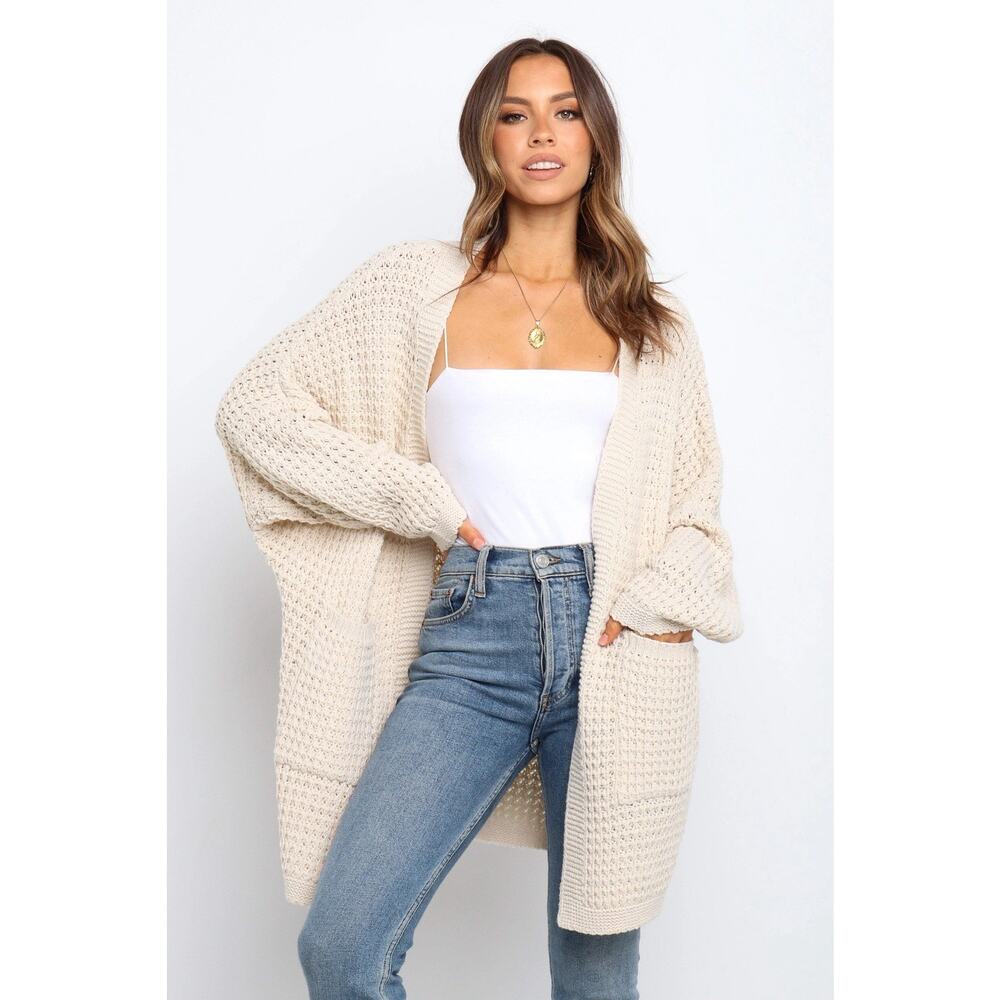 NWT Petal & Pup Leyonie Cardigan Sweater S Cream Oversized Open $99 Chunky Knit